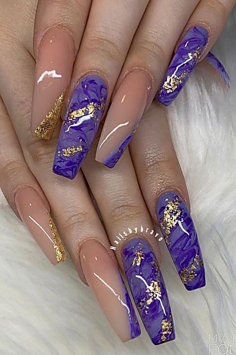 Marble Nail Ideas, Marble Nail Art Designs, Purple Marble Nails, Nails Marble, Marble Nail Designs, Purple Acrylic Nails, Nails Yellow, Marble Nail, Long Acrylic Nail Designs