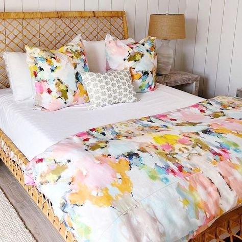 Laura Park | Laura Park Designs on Instagram: "Beachy bliss 🏝 ✨ This coastal getaway is made complete with our Under the Sea duvet cover. Now back in stock! Click the photo to shop the look." Laura Park, Laura Park Bedroom, Laura Park Bedding, Pottery Barn Lilly Pulitzer Bedroom, Pottery Barn Polka Dot Bedding, Pottery Barn Kids Embroidered Scallop Duvet, Hidden Rooms, Park Designs, Cow Hide