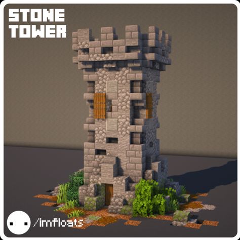 Minecraft Wall Tower, Tall Minecraft Buildings, Stone Tower Minecraft, Minecraft Outpost Tower, Minecraft Watchtower Simple, Minecraft Stone Mason House, Minecraft Stone Builds, Small Tower Minecraft, Minecraft Water Tower