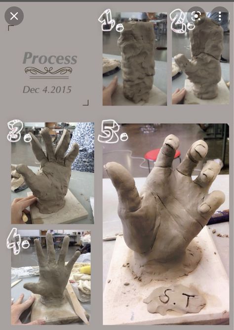 How To Sculpt Hands With Clay, High School Sculpture Projects Clay, How To Sculpt A Hand With Clay, Clay Person Sculpture, How To Clay Sculpture, Hand Clay Sculpture, Cool Clay Sculptures, Clay Hands, Summative Test