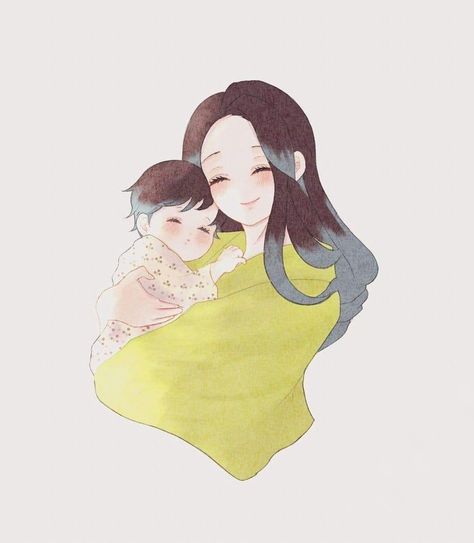 Mother And Child Drawing, Mother And Daughter Drawing, Family Reference, 13 Wallpaper, Baby Drawing, Anime Base, Mom Art, Family Illustration, Anime Family