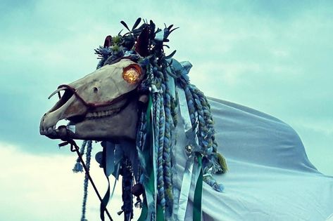 Mari Lwyd and the appropriation of Welsh mythology Welsh Mythology Creatures, Welsh Culture Aesthetic, Welsh Folk Art, Mary Lwyd, Ravens Reference, Polish Mythology, Welsh Aesthetic, Welsh Folklore, Welsh Magic