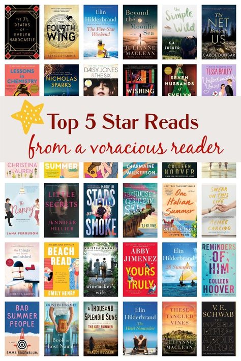 In the past sixteen months, I've devoured over ninety books spanning various genres. These are my absolute favorites, all deserving of a solid five-star rating. I highly recommend them to you and hope you find a few you love just as much. via @cmpollak1 Five Star Books, Best Fiction Books, Star Book, Message Bible, Books For Moms, Reading Rainbow, Beach Reading, What To Read, E Reader