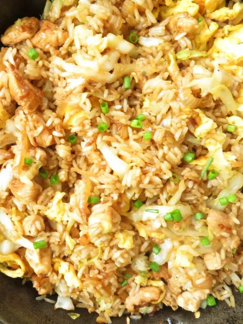 Fried Rice With Cabbage, Rice With Cabbage, Cabbage Fried Rice, Cabbage Dishes, Midwest Kitchen, Cubed Chicken, Chicken Cabbage, Fried Rice With Egg, Cabbage Rice