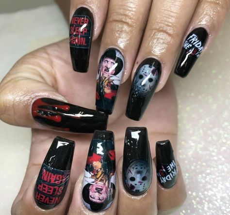 PRICES MAY VARY. Title: Horror Movie Scary Nail Art Decals Day of The Dead Gothic Nail Stickers Chuckie Friday 13 Jason Freddy Nightmare Scream Halloween Nail Decoration kit Water Slides Nail Art Stickers DIY (A). Product Type: Products > Foot, Hand & Nail Care > Nail Art & Polish > Nail Art Accessories > Stickers & Decals September Nails Art, Scary Nail Art, Movie Scary, Scary Nails, Horror Nails, Scream Halloween, Gothic Nails, Nail Art Decals, Halloween Nail Designs