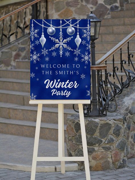 Party Entrance Sign, Jump Party Invitations, Winter Wonderland Christmas Party, Elegant Holiday Party, Jump Party, Company Christmas Party, Party Entrance, Party Welcome Sign, Winter Signs