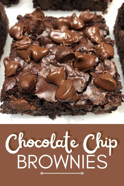 Desserts With Chocolate Chips, Chocolate Chip Brownies, Brownie Ingredients, Chocolate Chip Recipes, Melting Chocolate Chips, Chocolate Craving, Yummy Sweets, Brownie Recipes, Something Sweet