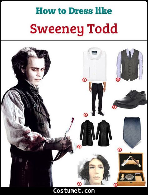 Sweeny Todd Outfit, Sweeny Todd Couples Costume, Sweeney Todd Halloween Decorations, Sweeney Todd Outfit, Cosplay Characters Men, Sweeney Todd Halloween, Sweeney Todd Cosplay, Sweeney Todd Costume Design, Sweeney Todd And Mrs Lovett Costume