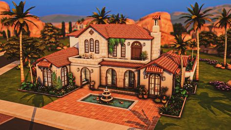 Sims 4 Medditeranean House, Sims 4 Dessert House, Sims 4 Spanish Style House, Oasis Springs Sims 4, Sims 4 Mediterranean, Sims 4 Mediterranean House, Oasis Springs House, Sims 4 Oasis Springs, House Sims 4