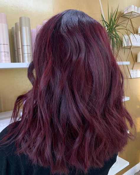 Mauve Red Hair, Dark Merlot Hair Color, Reddish Purple Hair, Merlot Hair, Chocolate Mauve Hair, Purple Red Hair Color, Brownish Hair, Shadow Roots Hair, Merlot Hair Color