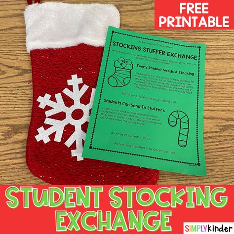 Student Stocking Exchange - Simply Kinder Teach Numbers, Fluency Passages, Christmas Teaching, Teen Numbers, Letters For Kids, Free Lettering, Christmas Classroom, Holiday Stockings, Holiday Activities