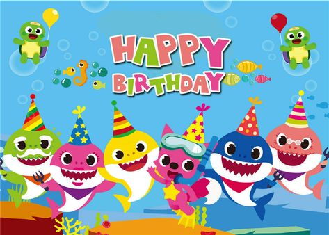 Baby shark birthday theme under the sea party banner background photography Shark Party Decorations, Shark Themed Birthday Party, Birthday Party Photography, Shark Birthday Party, Happy Birthday Baby, Shark Party, Wallpaper Ipad, Birthday Photography, Shark Birthday