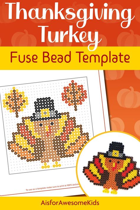 Turkey Perler Bead Patterns, Leaves Printable, Template Craft, Kids Printables, Pilgrim Hat, Melty Bead Patterns, Thanksgiving Craft, Pearl Beads Pattern, Beads Pattern