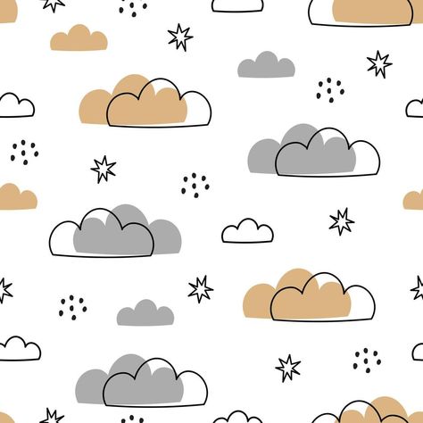 Baby Prints Ideas, Kids Prints Design, Baby Prints Pattern Design, Baby Pattern Illustration, Kids Wallpaper Pattern, Kid Wallpaper, Cute Seamless Pattern, Cloud Pattern, Nursery Patterns