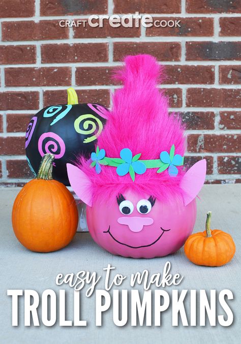 Trolls Pumpkin, Book Character Pumpkins, Story Book Pumpkin, Pumkin Decoration, No Carve Pumpkin, Creative Pumpkin Decorating, Character Pumpkins, Disney Coco, Pumpkin Decorating Contest