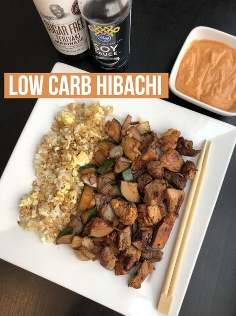 Low Carb Hibachi recipe Keto Hibachi Chicken, G Hughes Teriyaki Recipes, Low Carb Hibachi, Hibachi Meal Prep, Keto Hibachi, Macro Dinner, August Food, Keto Favorites, Hibachi Recipes