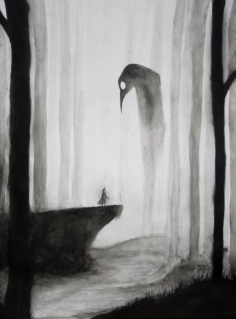 Arte Peculiar, 다크 판타지, Dark Art Illustrations, Scary Art, Creepy Art, Art And Illustration, A Drawing, Ravens, Surreal Art