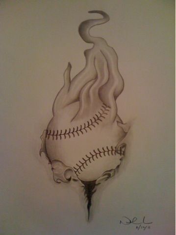 Flaming Baseball Softball Tattoos, Baseball Drawings, Baseball Tattoos, Mangas Tattoo, Sports Drawings, Softball Season, Ink Doodles, Creative Stuff, Drawing Pencil