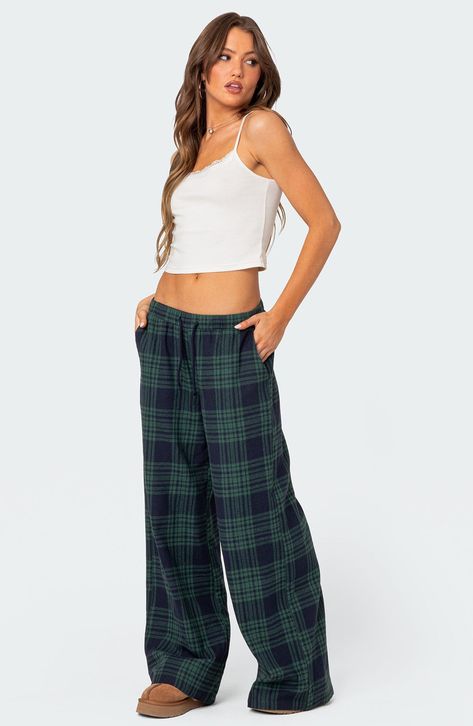 Plaid Wide Leg Pants, Teen Pants, Loungewear Pants, Cute Pjs, Plaid Pajama Pants, Plaid Pajamas, Comfy Pants, Swimwear Dress, Pj Pants