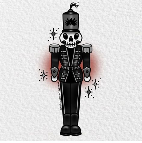 Nutcracker Tattoo, Nutcracker Design, Christmas Tattoo, Creepy Christmas, Dark Christmas, Ornament Exchange, Little Tattoos, Holiday Greetings, Christmas Carol