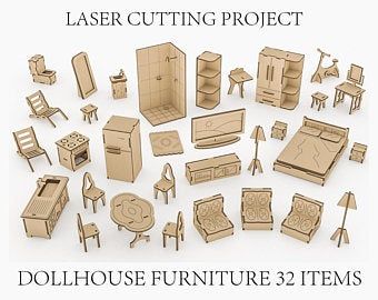 Dollhouse laser cut files svg glowforge laser gypsy wagon dxf | Etsy Laser Cnc Machine, Laser Cut Furniture, Doll Cradle, Laser Cut Mdf, Mini Furniture, Mdf Crafts, Dollhouse Projects, Dollhouse Kits, Wooden Dollhouse