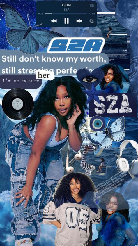 Taking wallpaper requests! #sza #slay #fyp #blue #sossza #music #wallpaper #lovesza Sza In Blue, Sza Aesthetic Wallpaper Blue, Sza Collage Wallpaper, Baddie Aesthetic Wallpaper, Sza Songs, Black Woman Baddie, Sza Singer, Pretty Wallpaper Ipad, Cute Images For Wallpaper