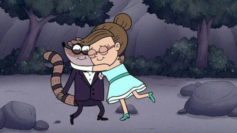 Cartoon Network Couples, Eileen Regular Show, Rigby And Eileen, Animation Romance, Rigby Regular Show, Olaf Halloween Costume, 1970s Cartoons, Friends Tv Quotes, Cartoon Couples