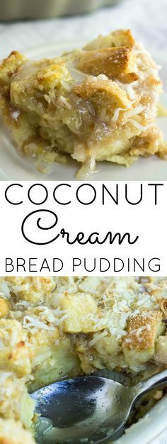 Breadpudding Dessert, Coconut Glaze, Brownies Caramel, Puding Roti, Cream Bread, Breakfast And Brunch, Bread Pudding Recipe, Desserts Vegan, Coconut Recipes