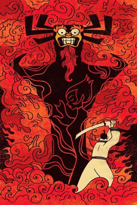 Samurai Jack Wallpapers, Samurai Jack Aku, Afro Samurai, Samurai Jack, Graphic Design Posters, Cartoon Art, Metal Posters, Comic Art, Poster Art