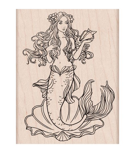 Mermaid Wood, Hero Crafts, Mermaid Crafts, Mermaid Svg, Clear Acrylic Stamps, Mermaid Tale, Vintage Mermaid, Acrylic Stamp, Cool Nail Designs