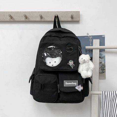 Mens Designer Backpacks, Black School Bags, Cute School Bags, Stylish School Bags, Designer School Bags, School Bag Essentials, Kawaii Backpack, Kawaii Bags, Light Backpack