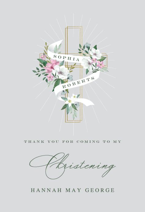 Decorative Cross - Baptism Thank You Card (Free) | Greetings Island Thank You Card Wording, Baptism Thank You Cards, Decorative Cross, Card Greetings, Greetings Island, Free Thank You Cards, Thank You Card Design, Crosses Decor, Thank You Card Template