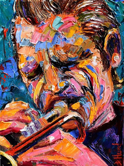 Debra Hurd, Musician Painting, Jazz Painting, Jazz Trumpet, Abstract Portraits, Chet Baker, Saxophones, Music Inspiration, Bow Ideas