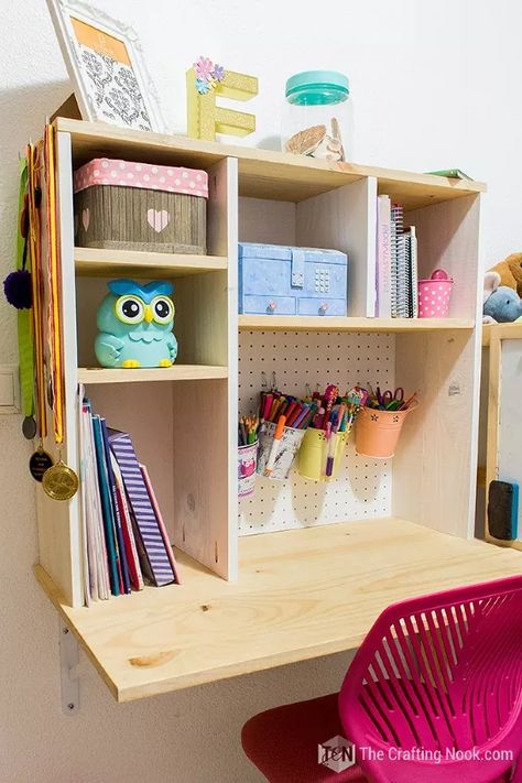 DIY Floating Desk for Kids | Hometalk Floating Desk Ideas, Small Kids Desk, Homemade Desk, Diy Kids Desk, Diy Floating Desk, Desk For Kids, Desk For Small Spaces, Upcycle Kids, Crafting Nook