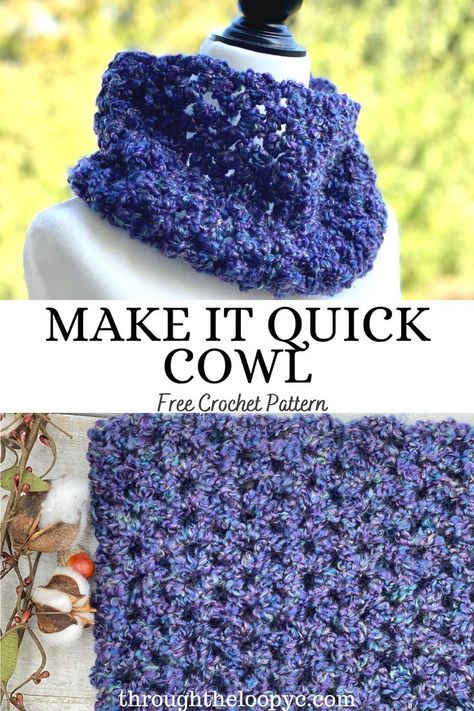 Do you have some Lion Brand Homespun yarn in your stash, and you’re not quite sure how to use it? The Make It Quick Crochet Cowl is a perfect way to use it for a cozy cowl for yourself or as a gift! Crochet Cowls Easy, Crochet Cowl Bulky Yarn, Chunky Crochet Scarf Free Pattern, Crochet Snood Free Pattern Simple, Simple Crochet Cowl Pattern Free, Easy Crochet Cowl Pattern Free Simple, One Skein Crochet Cowl, Cowl Neck Crochet Scarf, Crochet Cowls Patterns Free