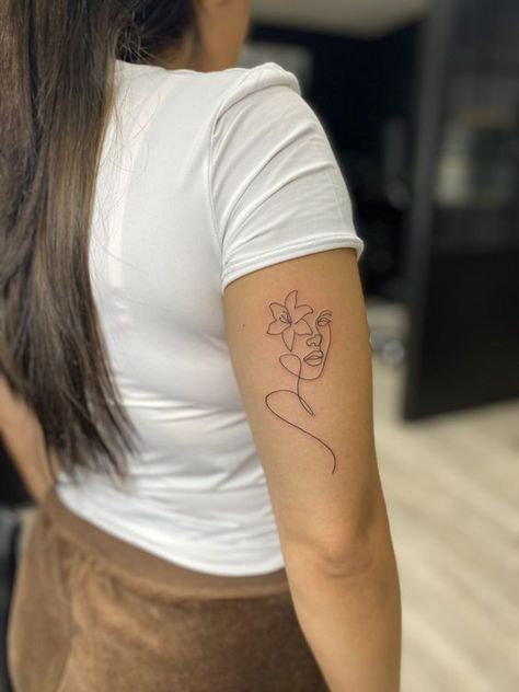 Single Life Tattoo, Flower Lady Tattoo, Single Line Flower Tattoo, Single Flower Tattoo, Cute Halloween Tattoos, Tattoos 2023, Lady Tattoo, Mantra Tattoo, Basic Tattoos