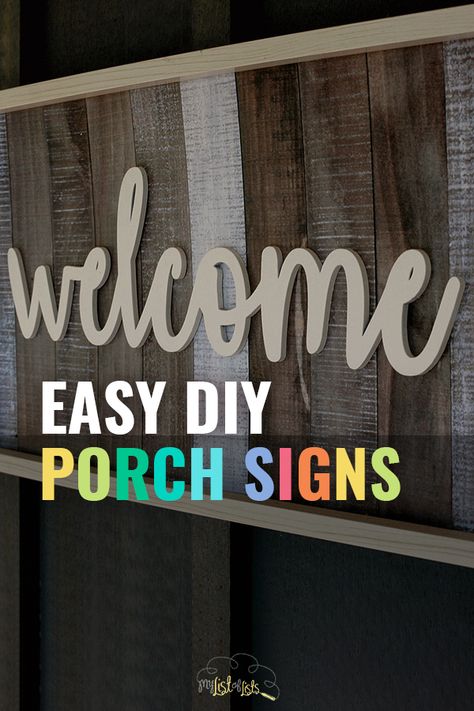 Every homeowner knows that the front porch is a way to give outsiders a little taste of your own personality, without ACTUALLY inviting them inside. My front porch is my favorite area of my home, and I look forward to changing the decor with the holiday seasons. Whether it be a warm holiday welcome, or a spooky greeting for Halloween; you can’t miss these DIY porch signs! #diy #project #porch #signs Porch Sitting Signs, Diy Porch Signs, Easy Diy Porch, Porch Signs Diy, Welcome Home Signs, Porch Sitting, Signs Diy, Diy Porch, Diy Signs