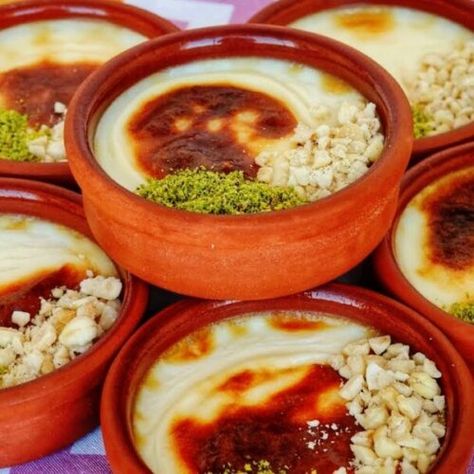 TURKISH BAKED RICE PUDDING - FIRINDA SUTLAC Sutlac Recipe, Turkish Rice, Turkish Recipe, January Recipes, East Recipes, Baked Rice Pudding, Cherry Bread, Turkish Sweets, Turkish Desserts