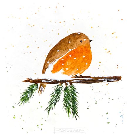 robin illustration bird for christmas Watercolour Winter, Christmas Cards Drawing, Christmas Card Illustration, Ink And Watercolour, Watercolor Christmas Tree, Christmas Collage, Watercolor Christmas Cards, Winter Bird, Christmas Bird