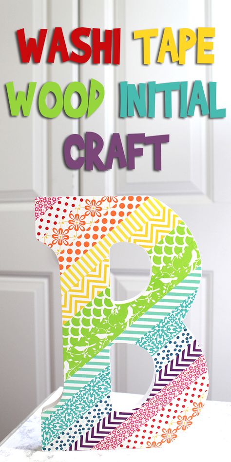 Washi Tape Frame, Initial Crafts, Fun Crafts For Teens, Mops Crafts, Wood Initials, Tape Ideas, Washi Tape Crafts, Summer Craft, Art Birthday Party