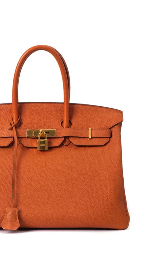 #hermès #birkin #orangevibe #orangeleather #luxurybag #slowfashion #ecofriendlybag #trendy Hermes Bags, Orange