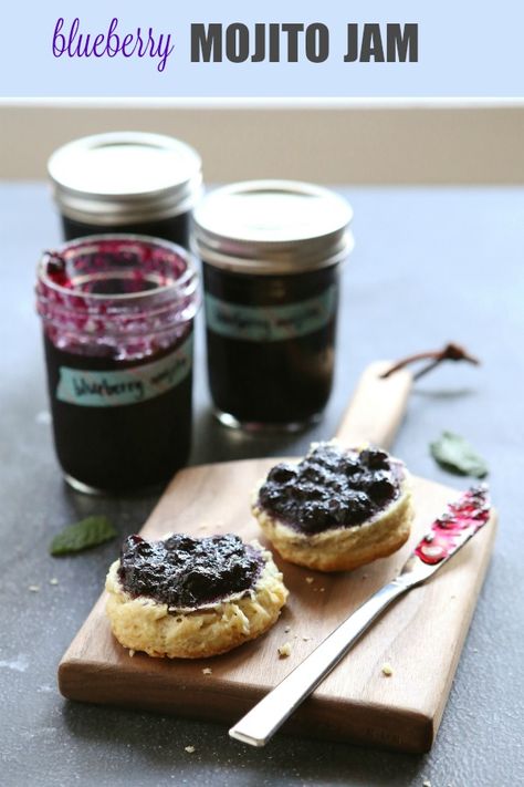 Mint Jam Recipe, Blueberry Basil Jam, Blueberry Jalapeno Jam, Habanero Jelly Recipe, Homemade Blueberry Jam, Fruit Butters, Savory Jam, Blueberry Jam Recipe, Blueberry Mojito