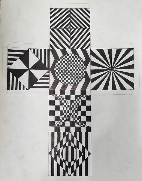 Easy Op Art, Easy Easter Decorations Diy, Op Art Lessons, Opt Art, Classe D'art, Art Cube, Illusion Drawings, Easter Decor Ideas, Easter Decorations For Church