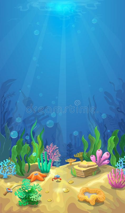 Underwater landscape. The ocean and the undersea world ,Mobile format. Underwate #Sponsored , #Paid, #Sponsored, #landscape, #undersea, #format, #ocean Marine Life Illustration, Under The Sea Drawings, Under The Sea Background, Underwater Landscape, Underwater Background, Fish Background, Sea Drawing, Under Sea, Shark Themed Birthday Party