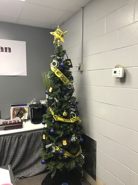 Police Christmas tree Police Christmas Tree, School Resource Officer, Police Christmas, Cool School, Police Life, Door Ideas, Too Cool For School, School Resources, Tree Decor