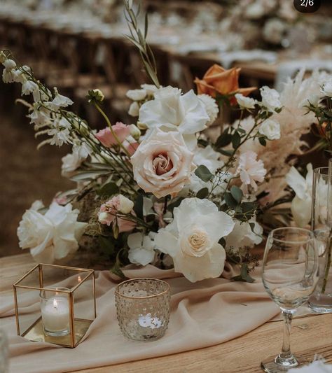 Romantic Centerpieces, Earthy Wedding, Floral Centerpiece, Warm Tone, Blush Rose, Cream Roses, Reception Decor, Blush Roses, Floral Centerpieces