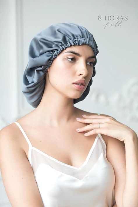 Grey Pure Silk Sleeping Bonnet | Silk Bonnet For Sleep | Silk Bonnet For Long Hair | Sleep Cap | Hair Care Cap | Silk Turban |Silk Head Wrap Sleeping Bonnet, Frizzy Hair Tips, Silk Turban, Silk Head Wrap, Silk Bonnet, Up Dos, Hair Turban, Hair Bonnet, Hair Towel