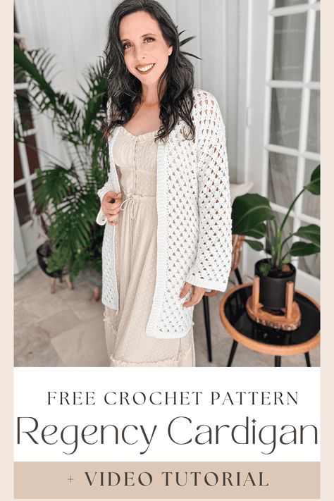 Create your own Easy Crochet Cardigan with this stylish and simple pattern, plus a video tutorial. Crochet a summer open lace design for a beautiful and handmade garment. Easy Crochet Cardigan, Crochet Shrugs, Crochet Flats, Crochet Wrap Pattern, Crochet Cardigan Pattern Free, Crochet Pattern Instructions, Crochet Cardigans, Fall Crochet Patterns, Bracelets Easy