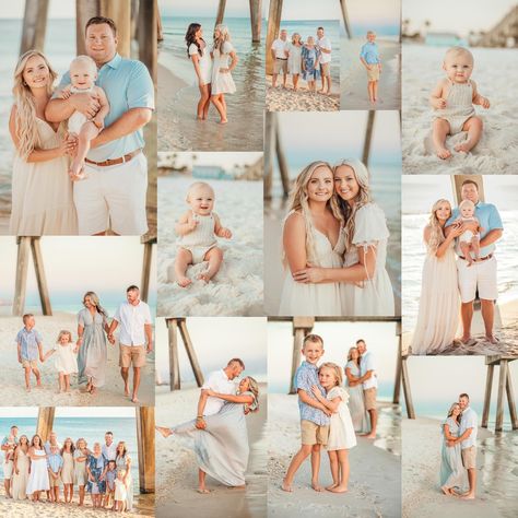 Beach session / family session / extended family session / beach session / family beach session / Props For Beach Photoshoot, Small Family Beach Pictures, Family Beach Pictures Poses Group Shots, Large Family Beach Pictures, Extended Family Beach Photos, Cancun Photoshoot, Beach Family Photos Outfits, Beach Photo Props, Family Photoshoot Beach