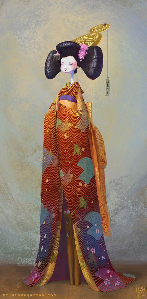 Geisha And Samurai, Character Design Challenge, Really Cool Drawings, Geisha Art, Asian Painting, Design Challenge, Guess Who, Cartoon Character Design, Illustration Character Design